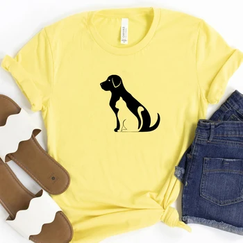 Šunų ir Kačių Juokinga Spausdinti Moterys T Shirts naminių Gyvūnėlių Mylėtojas Grafinis T-shirt Vasaros Mados trumpomis Rankovėmis Marškinėlius Šuo Mama Drabužius Dropship