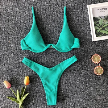 Šviežių vaisių Žalia Seksualių Moterų Bikini Nustatyti Naują Push Up maudymosi Kostiumėliai, Bikini Karšto Pardavimo Moterų Maudymosi Kostiumas, Paplūdimio Plaukimo Kostiumas 2 vnt