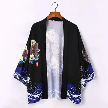 Šūdas Banga Spausdinti Kimono Megztinis Saulės, Vasaros Drabužių Obi Vyrų Yukata Vyrų Haori Samurajus Tradicinių Japonų Drabužių