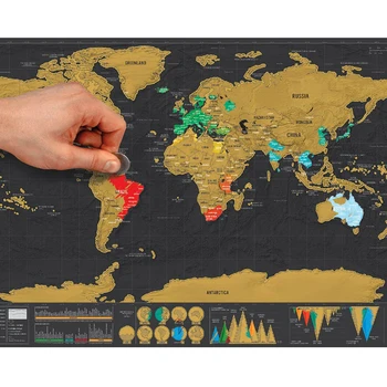 1 gabalas cilindro prabangus juodas pasaulio žemėlapį su individualizuotas įbrėžimų pasaulio žemėlapį, kambario, namo apdaila, sienų lipdukai
