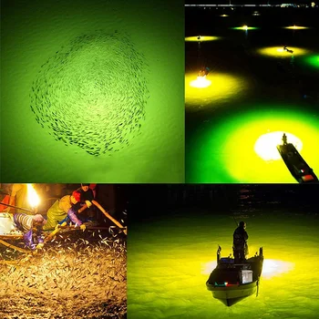 100W 12 LED Povandeninis Žalia Žvejybos Šviesos Povandeninį Žuvų Ieškiklis Lempos AA Baterijos