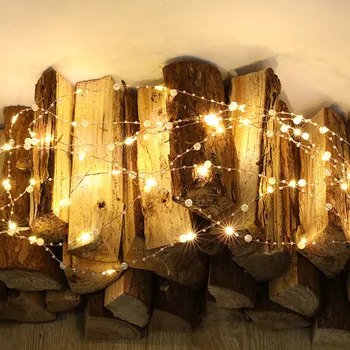 10m 100 Led Granulių String Žibintai, Sidabro Aukso Viela Pasakų Žibintai Vestuvių Kalėdinė Dekoracija Namuose Noel Girliandą Baterija