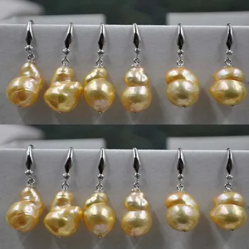 11-12mm Gamtos panašių Baroko perlo auskaru tabaluoti aukso kablys