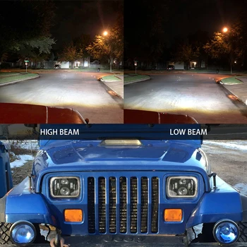 110W 5X7 7X6 colių Stačiakampio formos Sandarios kryptingų spindulių LED Žibintų Su DRL už Jeep Wrangler YJ Cherokee XJ H6014 H6052 H6054 LED