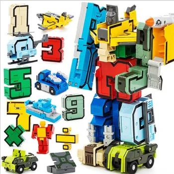 15vnt Numeris Robotas Transformacijos Abėcėlė Dinozaurų Robotas Gyvūnų Švietimo priemonių skaičius Building Block Modelis Vaikams, Žaislų, dovanų