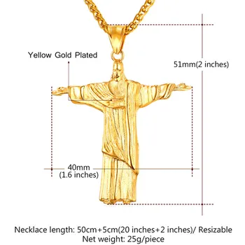 2017 Naujas Kristaus Atpirkėjo karoliai vyrams iš Nerūdijančio Plieno, Aukso spalvos juoda Brazilijos Rio De Žaneiras Statula Jėzus pakabukas P2425