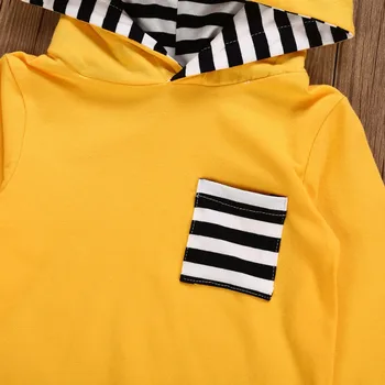 2018 m. Rudenį Baby Girl Berniuko Drabužių 3D Katytė Ausies Dryžuotas Kišenėje Hoodie Sweatershirt+Kelnės 2 vnt rinkiniai, Kūdikių drabužiai, apranga rinkinys