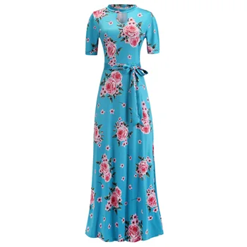 2020 Mados Moterų Spausdinti Bohemijos Ilgos Suknelės Vasaros Atsitiktinis Maxi Suknelė Vintage Gėlių Elegantiška Suknelė Plius Dydis Drabužius, Longue Femme