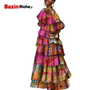 2021 Afrikos Suknelės Moterims Print Multi-sluoksnių Pyragas Ilgos Suknelės Vestidos heidi bazin Riche Afrikos Ankara Suknelės, Drabužiai WY5555
