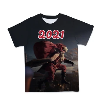 2021 Harajuku Mados Kalėdų Tema Modelio 3D Spausdinimo Įdomu Didelis Moterų Ir Vyrų T-Shirt (Pritaikyti) 110-6XL