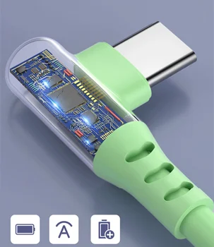 20pcs 5A 90 Laipsnių Greito Įkrovimo TYPC-C USB Kabelis Skystu silikonu Duomenų Kabelis Huawei P20 30 P40PRO Samsung