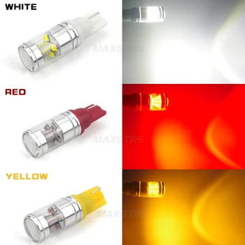 2x Balta/Raudona/Geltona T10 194 168 W5W 30W CREE Chip XB-D High Power LED Projektorius, Objektyvas, Automobilių Stovėjimo aikštelė, Atbulinės Atsarginė Lemputė