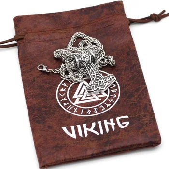 316L Nerūdijančio Plieno, Skandinavų Vikingų Dievas Odin Vilkas THOR ' S HAMMER MJOLNIR Karoliai PAKABUKAS