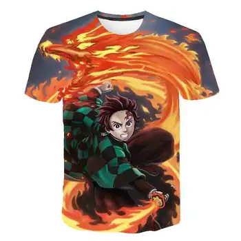 3D Kimetsu Nr. Yaiba Marškinėliai Vyrams Kawaii Animacinių filmų Demon Slayer Marškinėlius Japonijos Anime Demon Slayer Ašmenys Unisex Grafinis T-shirt Vyrai