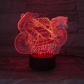 3D Naktį Šviesos Motociklų 3D Stalo Lempos, LED Lemputės Multi-color Žibintuvėlis Namų Dekoro Gimtadienio Dovanos Vaikams Žaislų Lydėti Apšvietimas