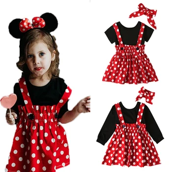 3Pcs Disney Baby Girl Drabužiai Mergaitėms Suknelė Mada Vaikams Drabužių Boutique ilgomis Rankovėmis Princesė Suknelė Šalis Suknelė Mickey bebes