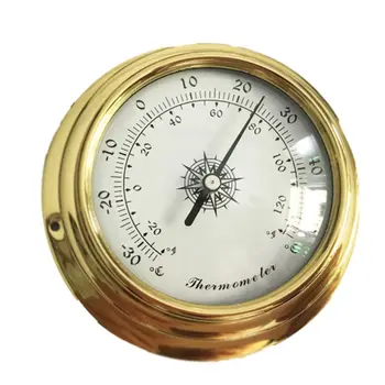 4 Cm 4 VNT./set Termometras su Drėgmėmačiu Barometras Laikrodžiai Laikrodis Vario Apvalkalas, Cirkonio Jūrų Oras Stotis A5YD