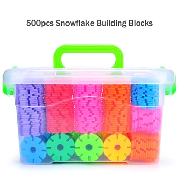 500pcs Plastiko Snaigės Blokai Žaislai Maišyti Spalvas 