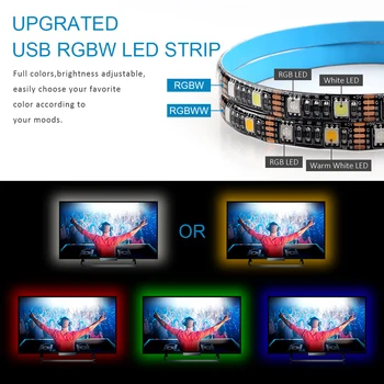 5V RGBW USB LED Šviesos Juostelės Juosta IR Nuotolinis Valdymas 