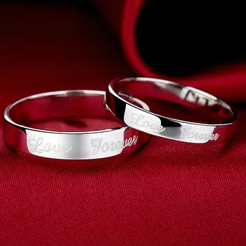 925 Sterlingas Sidabro Mylėtojų Žiedus Pora Vestuves Pasiūlyti Dalyvavimas Vyrai Moterys unisex dovana Karšto Naujas klasikinis meilė amžinai