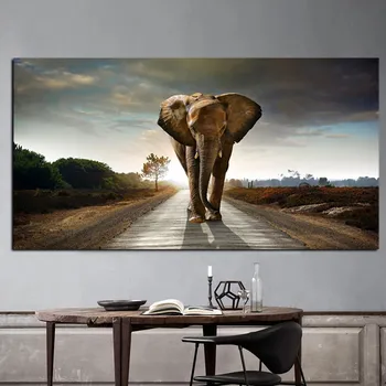 Afrikos Dramblys Gyvūnų Kraštovaizdžio Naftos Tapyba ant Drobės, Pop Art Plakatai ir Spausdinimo Abstraktusis Menas, Sienos Nuotrauka už Kambarį Dekoro