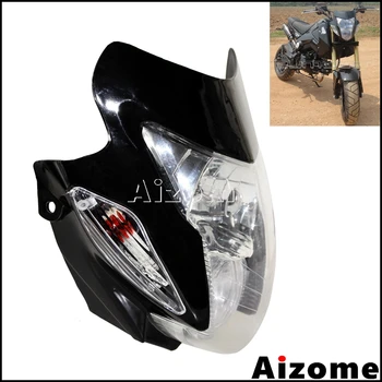 Aizome Universalus Motociklas Off Road Dirt Bike priekinis žibintas Lauktuvės Streetfighter Juodas priekinis žibintas Žibintai Custom ZXR GSX GSF