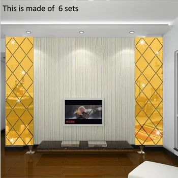 Akrilo Veidrodinė Siena Lipdukas Deimantų Modernaus Dizaino Sieninis Meno Dekoro 3D 