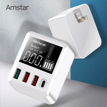 Amstar 30W LED Ekranas su USB C Greitas Įkroviklis Greitai Įkrauti 3.0 Kelionės Sienelės Adapteris, Skirtas 