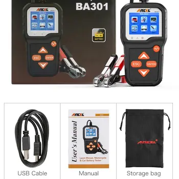 Ancel BA301 Baterijos Testeris Spausdinimo Apkrova Krovimo Paleidimo Įtampos Bandymų Įrankiai, daug Kalba Dėl 6 V 12V Motociklo Automobilių Įrankis