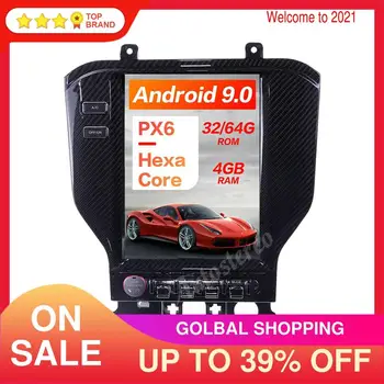 Anglies Pluošto Android 9.0 4+64 Tesla Stiliaus Automobilių GPS Navigacija Ford Mustang-2019 Stereo Radijo Galvos Vienetas Multimedia Player