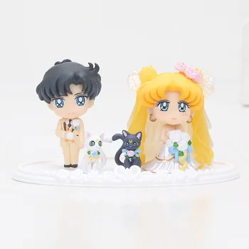 Animacinių filmų Anime Sailor Moon Gana Globėjas pav Sailor Moon Čiba Mamoru Laimingas Vestuvių Ver. PVC Paveikslas Modelis, Vaikams, Žaislai, Lėlės