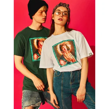 Aolamegs T Shirt Vyrai Mergelės Marijos vyriški Marškinėliai Juokinga Atspausdintas Trumpas Rankovės Vasaros Hip-Hop Atsitiktinis vatos Pagaliukai Tees Streetwear