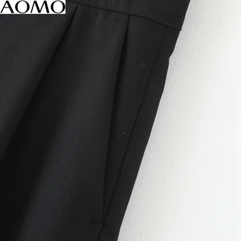 AOMO fahsion moterų mados pagrindinio juodas kostiumas kelnės su užtrauktuku moterų office lady darbo kelnės pantalones mujer QB131A