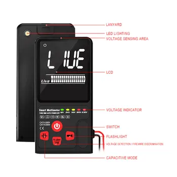 Auto skaitmeninis multimetras testeris-LCD ekranas DC AC voltmeter analogas 