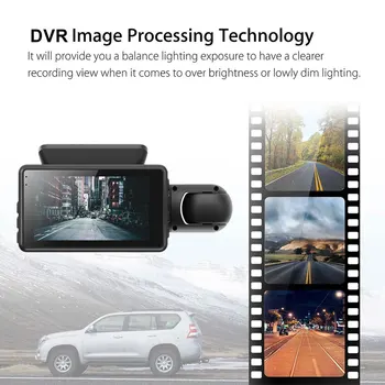 Automobilių Brūkšnys Cam HD 1080P Automobilių Vairavimo Diktofonas, DVR, G Sensor Dual Brūkšnys Fotoaparato 24 valandų Naktinio Matymo automobilių Stovėjimo aikštelė Stebėti Vaizdo įrašymas