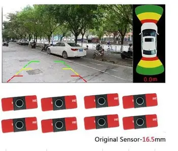 Automobilių Vaizdo ops Parkavimo Radaro Jutiklis Priekiniai Galiniai 16mm 8 Vienodo Jutiklis 2 Vaizdo kamera Automobilio 360 stovėjimo aptikimo Stebėti Android
