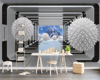 Beibehang Užsakymą šilkiniai papel de parede 3d tapetai trimatis daugiakampio kamuolys abstraktūs kosmoso vandens modelį, TV foną