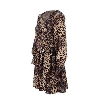 Bella Filosofija 2019 Leopardas Spausdinti Lady Mini Klubas Wrap Suknelė Elegantiškas V Kaklo Seksualus Streetwear Vintage Suknelė Moterų Vestidos