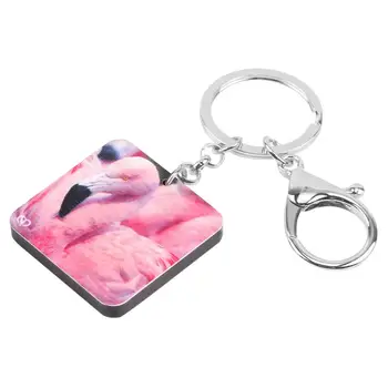 Bonsny Akrilo Aikštėje Pink Flamingo Paukščių Keychains Paketų Prižiūrėtojų Raktinę Gyvūnų Key Chain Papuošalai Moterų Mylėtojas Mergaitės Dovana, Rankinės Aksesuaras