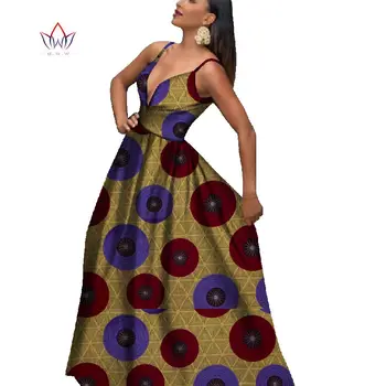 BRW Afrikos Suknelės Moterims Gilia V Ilgas Berankovis Suknelė Šalis Seksuali Suknelė heidi bazin Riche Plius Dydis Afrikos Drabužių 6XL WY799