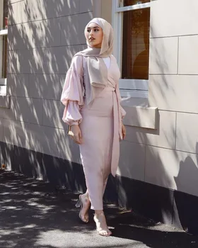 Burbulas rankovėmis Musulmonų suknelė abayas nereguliarus abaja dubajus islamo 4 spalvų buvo plonas, abayas su diržo wq823 dropship