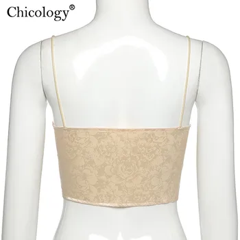 Chicology nėrinių plonas dirželis seksualus pasėlių camis viršuje y2k mados rankovių komplektai moterų 2020 m. vasarą, rudenį drabužių klubas streetwear