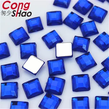 Cong Shao 300PCS 8mm Kvadrato formos spalvinga Akrilo kalnų krištolas aplikacijos akmenys ir kristalai, Brangakmeniai Flatback, 