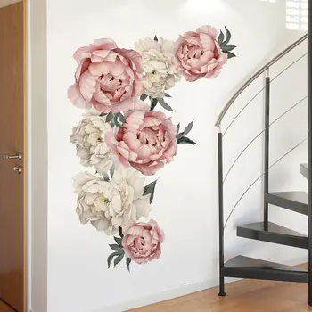 Didelis Rožinis Bijūnas Gėlių Sienų Lipdukai meno nurs Romantiškas Gėlių Namų Dekoro, Miegamojo Kambarį 
