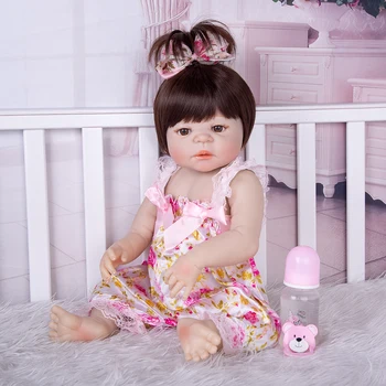 Didmeninė 57cm Visas Silikono Reborn Baby Doll, Rankų darbo Atgimsta Kūdikiams Tikroviška Mergina Kūno Vaikams Kalėdų ar Gimtadienio Dovana
