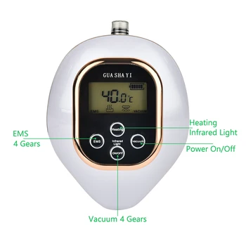 Elektrinis Vakuumo Medicininė Grandymo Neigiamą Slėgį Įsiurbimo Massager Guasha Šildymo Terapija LCD Ekranas EMS Ventosas Riebalų Deginimas