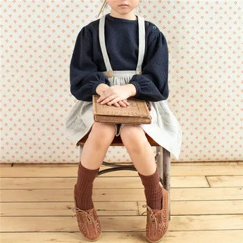 EnkeliBB Soor Ploom Vaikai Mergina Sluoksniuotos Rankovėmis Megztiniai Prekės ženklo dizainas, Vintage Stilius, Vaikų Drabužius Pavasario Viršūnių Aukščiausios Kokybės Bamblys