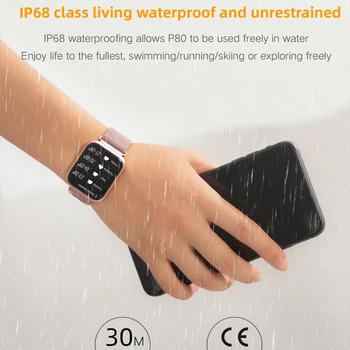 ESEED P80 smart watch vyrai moterys IP68 vandeniui visiškai jutiklinis ekranas smartwatch Širdies ritmo Monitorius samsuang xiaomi 