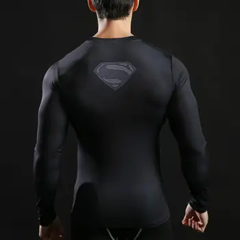 Estampado Supermenas, camisetas compresin para hombre, camisetas de Fitneso, novedad de Camiseta ajustada de verano, superhroe