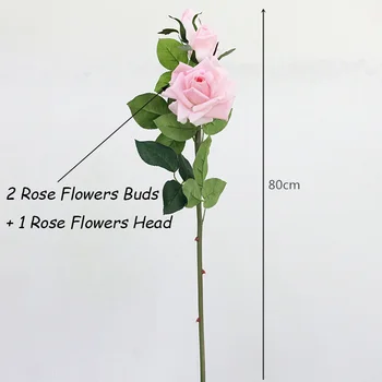 Flone Dirbtinės Gėlės 3 Vadovai Rose latekso nekilnojamojo touch Gėlių Modeliavimas Gėlių Filialas Vestuves Namų Valgomasis Apdaila
